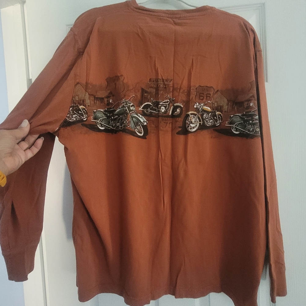 Long Sleeve Burnt Orange Motorcycle Shirt